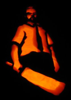 shaun of the dead pumpkin in the dark